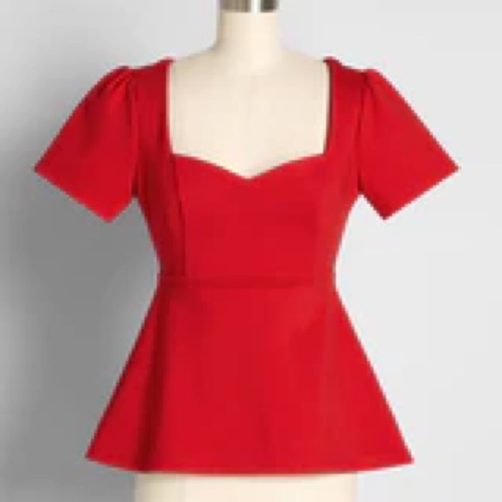 ModCloth Sweet as Cherry Pie Peplum Top NWT